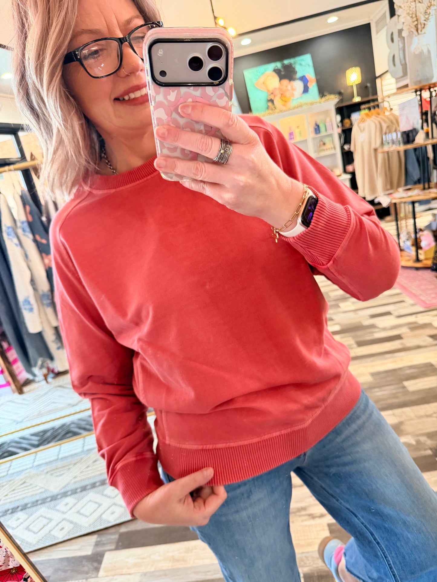 The Glam Mineral Washed Side Ribbed Sweatshirt